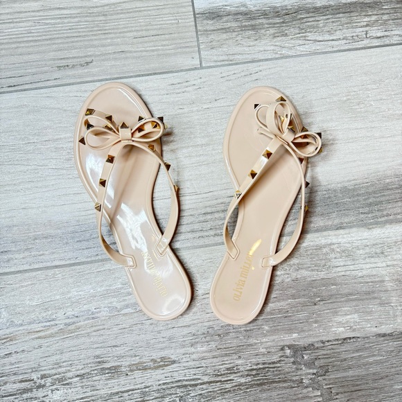 OLIVIA MILLER Rock Studded Flip Flops Size 9 - Picture 2 of 5